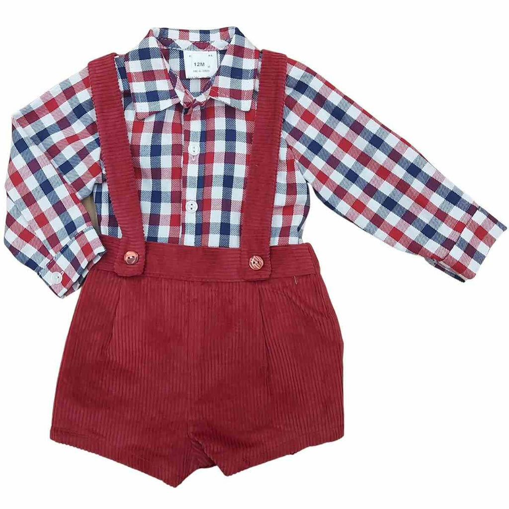 Boy Christmas Dungaree Corduroy Set