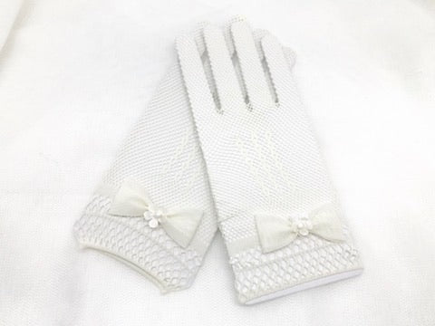 Soft MeshEid Gloves with bow embellishment | Accessories