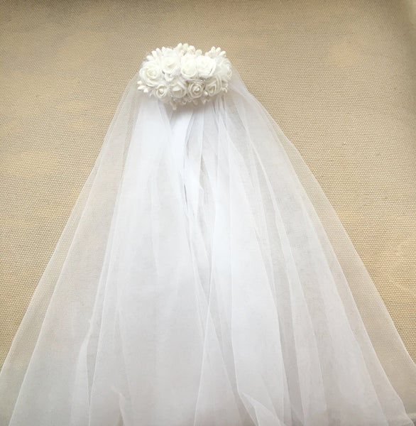 First Communion Floral hairpiece with veil