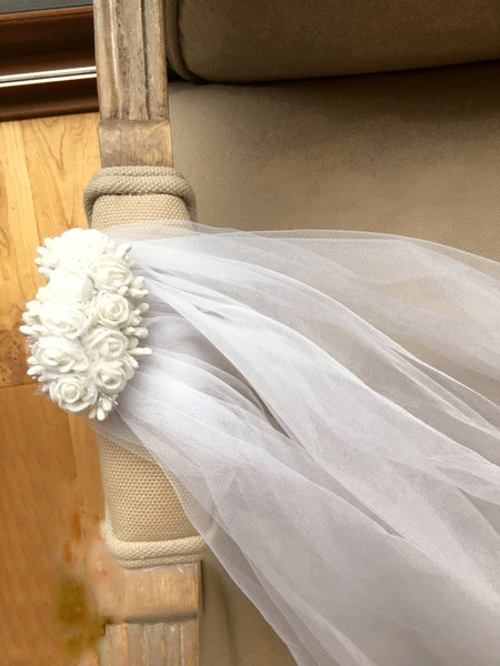 First Communion Floral hairpiece with veil